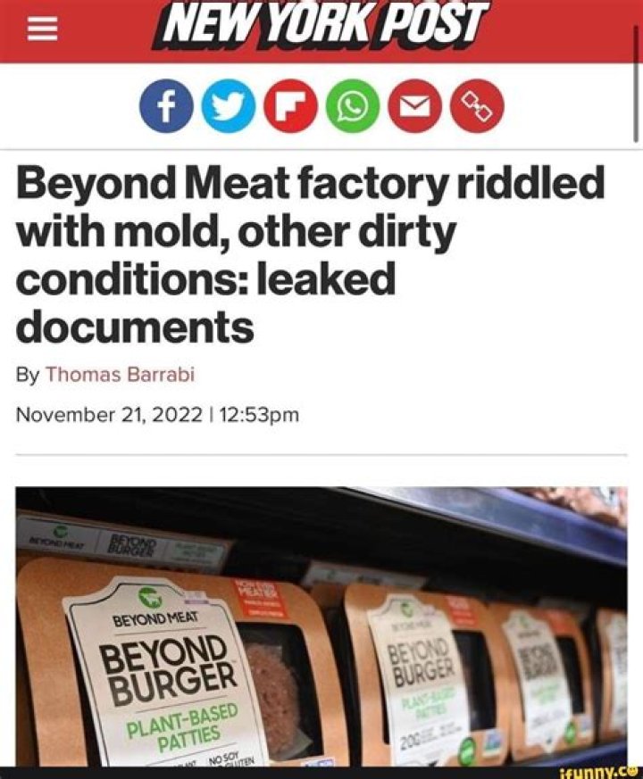 Beyond Meat factory riddled with mold, other dirty conditions: leaked documents