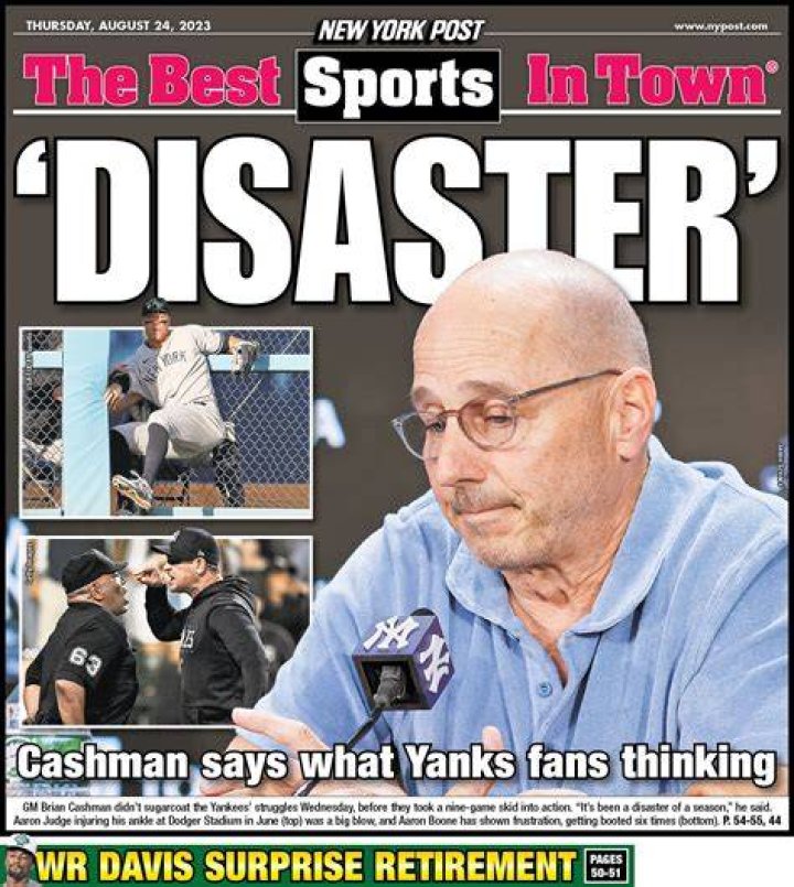 Brian Cashman's blunt assessment of Yankees' season: 'Disaster'