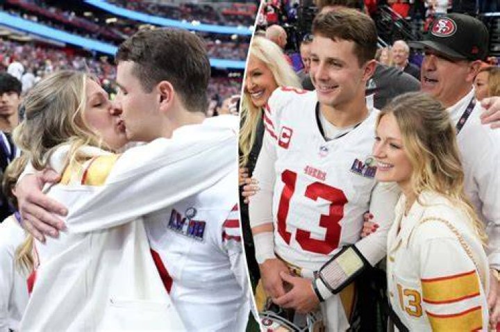 Brock Purdy kisses fiancée Jenna Brandt before Super Bowl 2024
