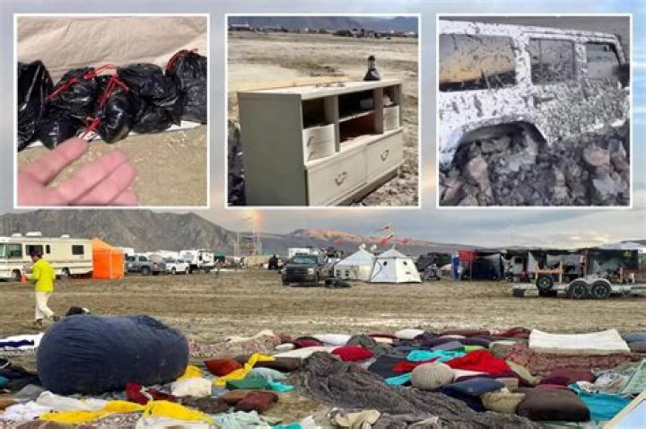 Burning Man ravers abandon cars, blankets and their own waste
