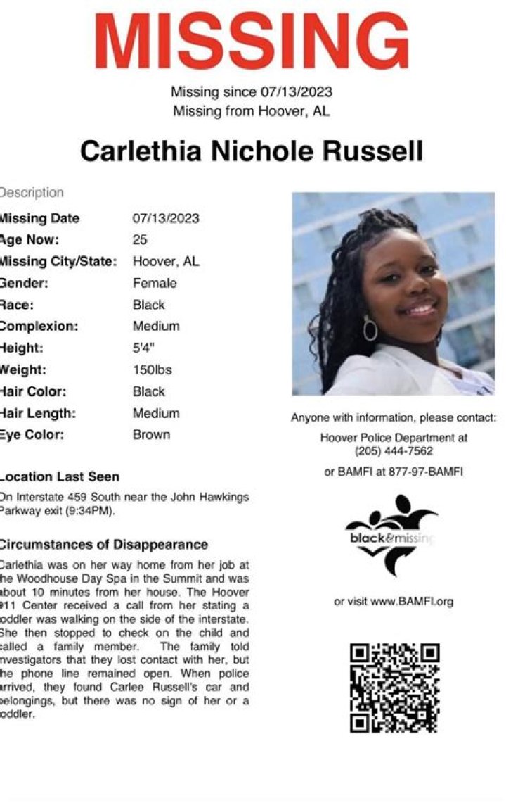 Carlethia 'Carlee' Nichole Russell found safe after going missing