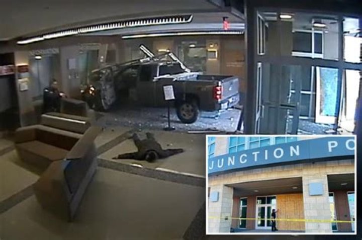 Colorado man Nathan Chacon plows pickup truck through front of police station
