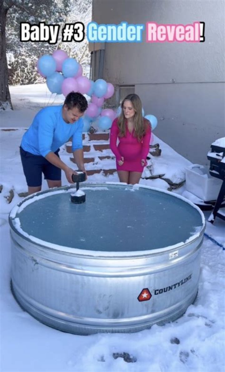 Couple roasted for jumping into ice bath for 'weirdly random' gender reveal