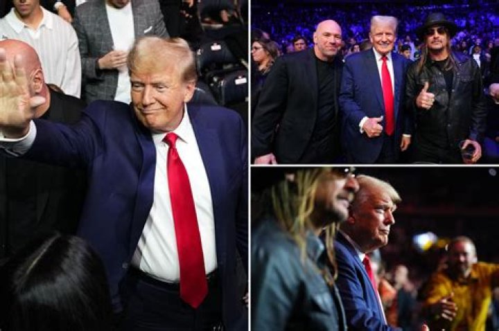 Donald Trump arrives at MSG to attend UFC 295 flanked by Kid Rock and Dana White