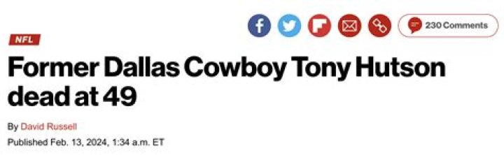 Former Dallas Cowboy Tony Hutson dead at 49