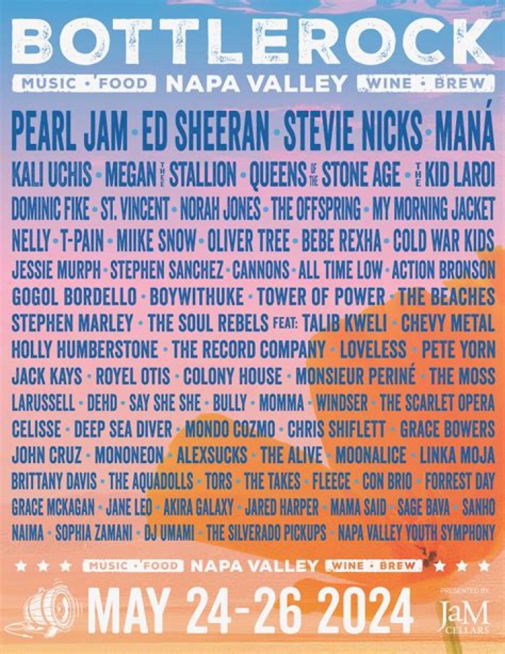Get tickets to 2024 BottleRock Festival with Pearl Jam, Stevie Nicks