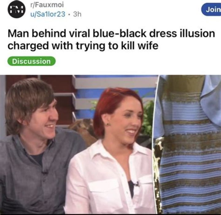 Man behind viral blue-black dress illusion charged with trying to kill wife