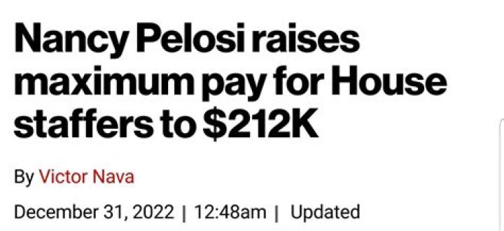 Nancy Pelosi raises maximum pay for House staffers to $212K
