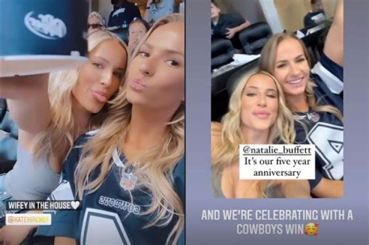 Natalie Buffett and Kate Kirchof celebrate Cowboys win with shots