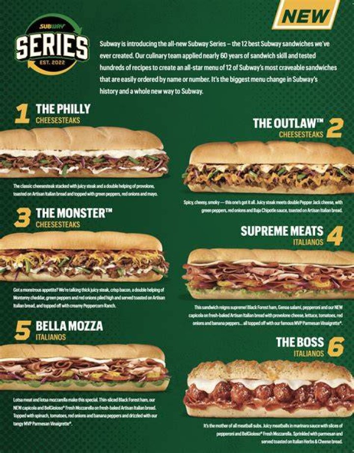 New Subway sandwich menu just as vile as the old one