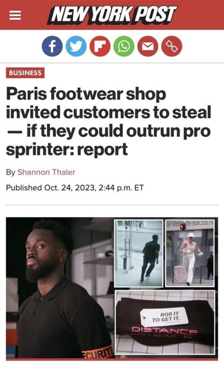 Paris store invited customers to steal if they could outrun pro sprinter