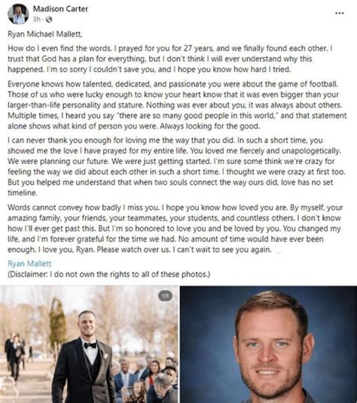 Ryan Mallett's girlfriend Madison Carter shares message after his death