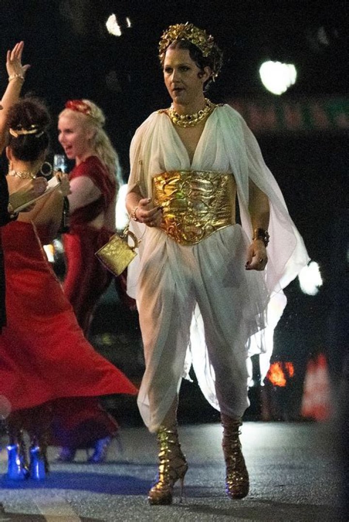 Shia LaBeouf unrecognizable in Greek goddess drag — complete with high heels