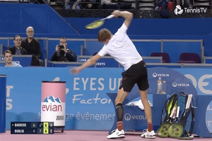 Tennis player Alexander Bublik smashes multiple rackets during complete meltdown