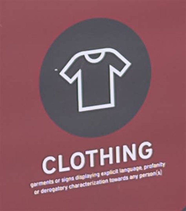 theater's prohibited items includes clothing