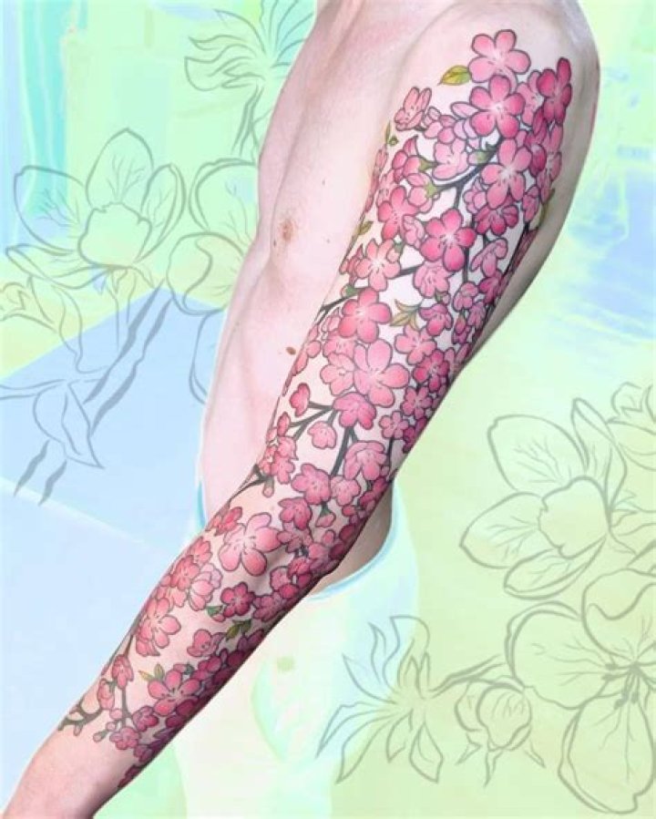 This guy's cherry blossom tattoo is an AriZona Iced Tea fail