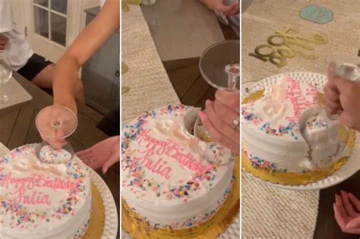 TikTok hack for cutting cake with wine glass is pure genius