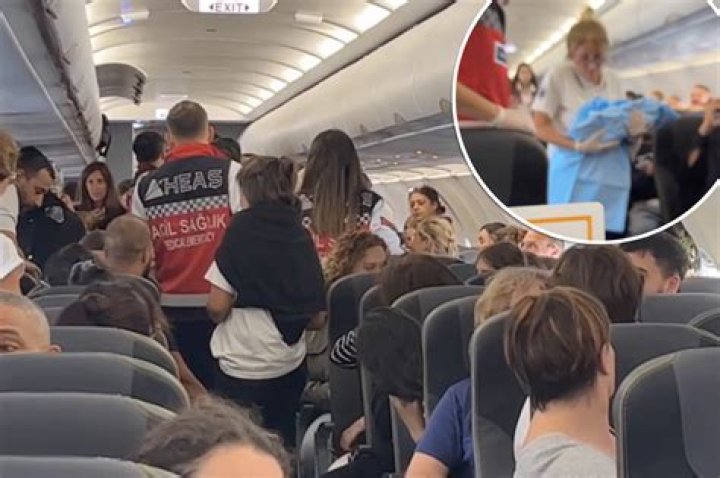 Woman gives birth on airplane as shocked passengers gawk